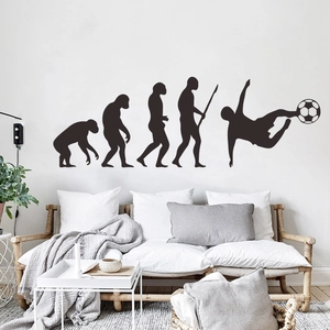 Darwin's evolution to soccer player wall sticker in black silhouette for home decor