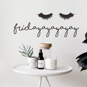 Creative Eyelashes Friday Lettering Wall Sticker PVC Vinyl Decal For Bedroom Beauty Salon Modern Home Decor Mural