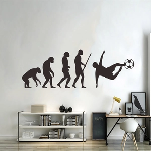Creative soccer evolution wall sticker showing human silhouette to football player