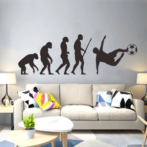 Human evolution to soccer player wall decal for living room interior decoration