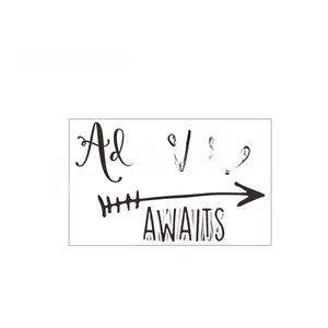 Detail showing Adventure Awaits wall decal with arrow design measuring 57cm by 36cm