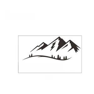 Adventure Awaits vinyl wall sticker with mountains and pine trees, size 70x40cm