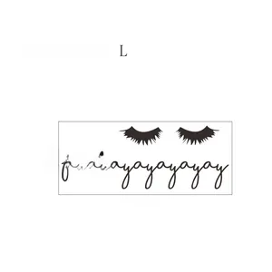 Detailed size guide for closed eyelashes wall sticker with Friday text decor 57x25cm