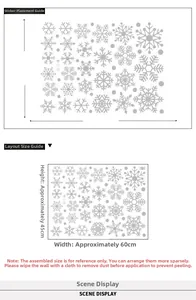 Detail of Christmas snowflake window stickers with dimensions 60x45cm for home decor