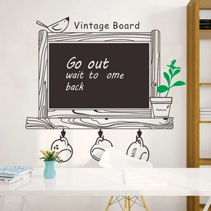 Chalkboard wall sticker with bird and plant design for office and home decor