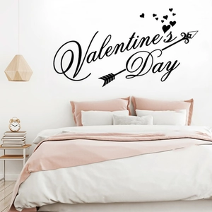 Valentine's Day LOVE Heart Arrow Wall Sticker PVC Decorative Art Decal For Bedroom Living Room Romantic Home Decor