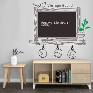 Modern minimalist blackboard wall sticker with potted plant design for home decor