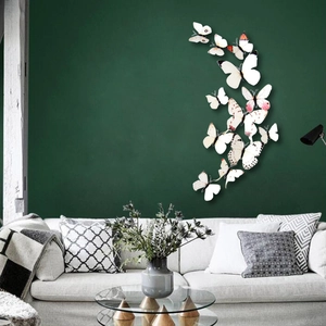 3D Butterfly Wall Stickers Set PVC DIY Removable Mural Decals For Home Living Room Bedroom Decoration Peach Blossom White