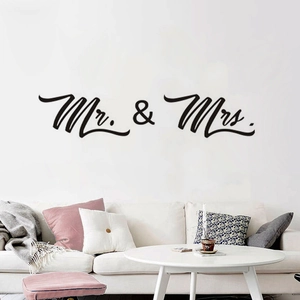 Elegant Mr. & Mrs. vinyl wall decal for living room or bedroom wedding decor