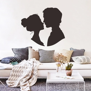 Adesivo da Parete Romantico Silhouette Coppia che si Bacia PVC Nero Minimalista Decorazione Murale per Camera da Letto Matrimonio