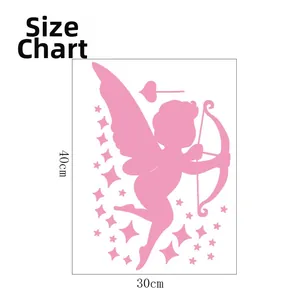Diagramme de taille pour sticker mural Cupidon rose mesurant 40cm par 30cm de haut