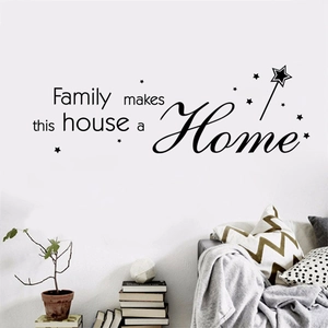 Sticker mural Family makes this house a Home avec étoiles pour décoration de salon