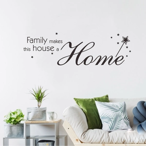 Sticker mural Family makes this house a Home avec étoiles pour salon décoration