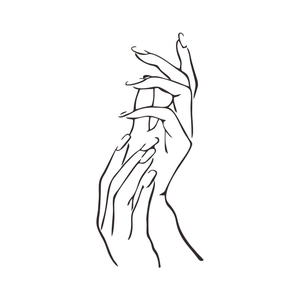 Minimalist hand line art wall sticker showing elegant overlapping finger silhouettes