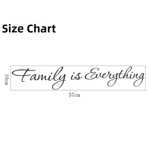 Details der Maße des Family is Everything Wandaufklebers 57cm mal 10cm Größe