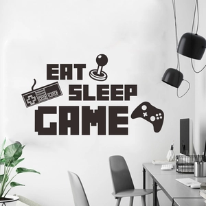 Sticker mural Eat Sleep Game avec icônes de contrôleur pour décoration de chambre moderne