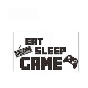 Dimensions détaillées du sticker mural Eat Sleep Game noir mesurant 70x40cm au total
