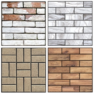Self Adhesive PVC Wall Stickers Retro Brick Marble Wood Grain Tile Decals Waterproof 3D Decorative Wall Art For Home Decor