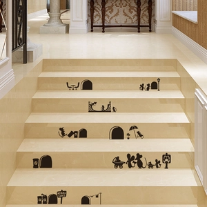 Cartoon Mouse Hole Family Wall Stickers Black Silhouette Mouse Life Scenes For Stairs Living Room Bedroom Decor Removable PVC
