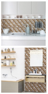 Waterproof self-adhesive brick pattern mosaic wall stickers for kitchen and bathroom decor