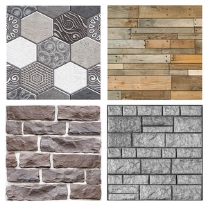 3D PVC Self Adhesive Wall Stickers Waterproof Brick Wood Grain Pattern Decorative Wall Panels For Living Room Bathroom DIY Decor