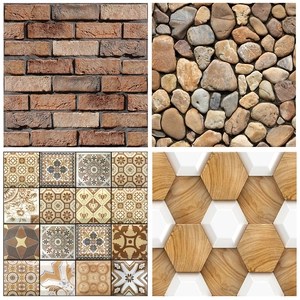 3D Hexagonal Wood White Pattern Self Adhesive Wall Sticker Waterproof PVC Brick Stone Tile Decal For Kitchen Bathroom Decor
