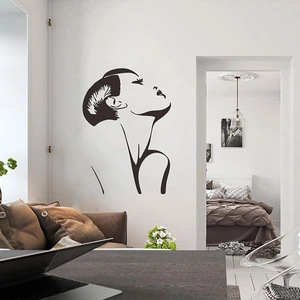 Minimalist Woman Face Silhouette Wall Sticker Modern Line Art PVC Self Adhesive Decal For Living Room Bedroom Home Decor