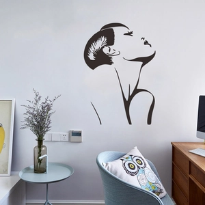 Minimalist female line art wall sticker in black matte finish for modern home decor