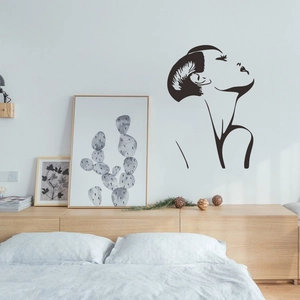 Minimalist female profile silhouette wall sticker for modern living room and bedroom decor