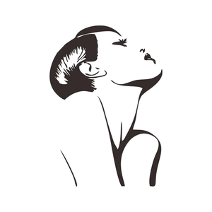 Minimalist black line art wall sticker showing a female profile silhouette decoration