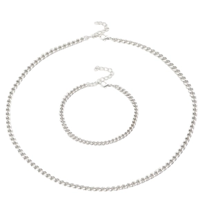 Set collana e bracciale a catena cubana argento da uomo con chiusura a moschettone
