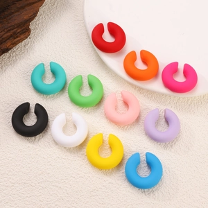 Set of 11 matte acrylic C-shaped earrings in vibrant candy colors for women and DIY