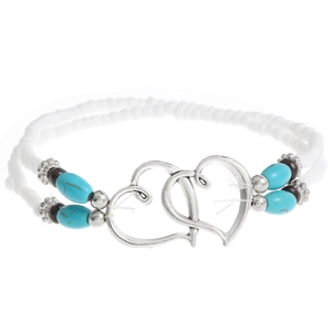 Boheems dubbellaags kralenarmbandje met hartjes en turquoise details voor dames
