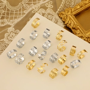 10er-Set verstellbare Zehenringe aus Gold- und Silberlegierung mit Stern- und Mond-Design