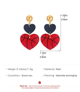 Guide des dimensions pour boucles d'oreilles basket en résine de 4,9 cm haut et 2,8 cm large