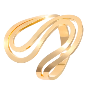 Modern gold multi-layered wavy ring with an adjustable open design for women
