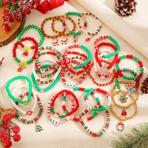Set di braccialetti natalizi in argilla con ciondoli Babbo Natale per regali festivi