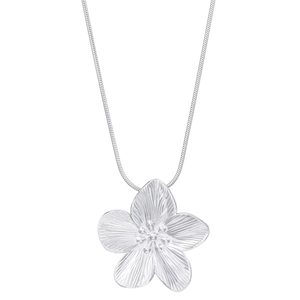Retro-Halskette aus Edelstahl mit Blumenanhänger, Silber-Finish und Schlangenkette für Damen
