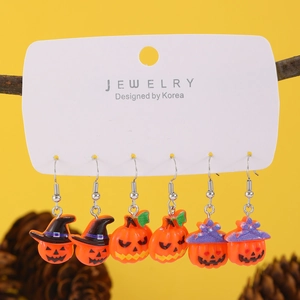 Halloween Resin Ghost Pumpkin Drop Earrings Spooky Funny Bat Castle Moon Ear Jewelry For Adults Youth Party Decoration
