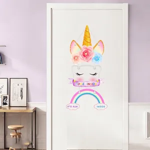Cartoon Unicorn Rainbow Wall Sticker Removable PVC Floral Decal For Kids Room Background Bedroom Home Decoration Wall Art