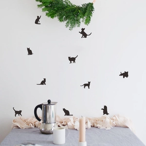Stickers muraux silhouettes de chats noirs de style nordique pour décor de maison