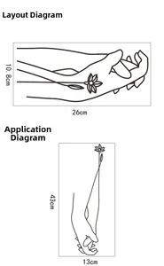 Layout-Diagramm mit Maßen für minimalistische Wandsticker mit Händchenhalten-Motiv