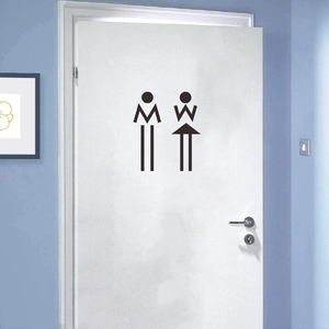 Adesivo per Porta del Bagno Uomo Donna Minimalista Moderno Scritte Creative Segnale per Toilette in PVC Vinile Adesivo da Parete Ufficio Casa