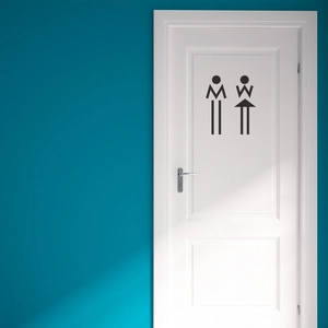 Adesivi creativi per porte del bagno in vinile nero con simboli maschili e femminili