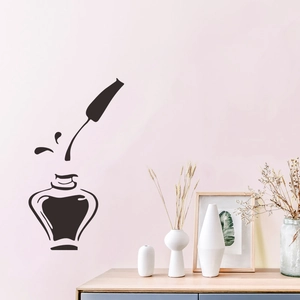 Nail Polish Bottle Heart Wall Sticker PVC Removable Decal For Beauty Salon Bedroom Living Room Window Art Decor Black