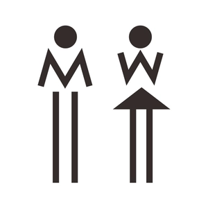 Adesivi creativi con lettere M e W per segnaletica moderna di porte del bagno e WC
