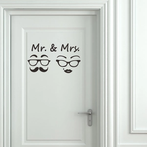 Creative Mr and Mrs vintage eyewear wall decals for bathroom doors and home decor