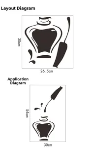 Detailed layout and effect diagram of nail polish silhouette wall stickers with dimensions