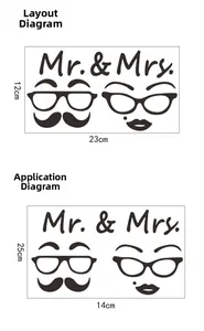 Mr & Mrs wall sticker layout diagram and application guide for creative decor