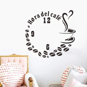 Creative coffee time wall sticker with cup and coffee beans for cafe shop decoration